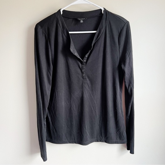 Lucky Brand Tops - Lucky Brand Black Ribbed Long Sleeve Henley Top